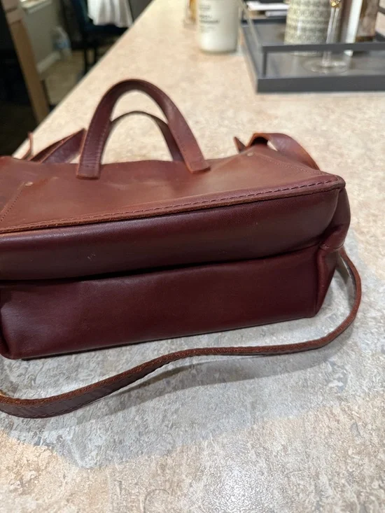 Portland Leather Burgundy Brown Compact Leather Tote - Picture 6 of 8
